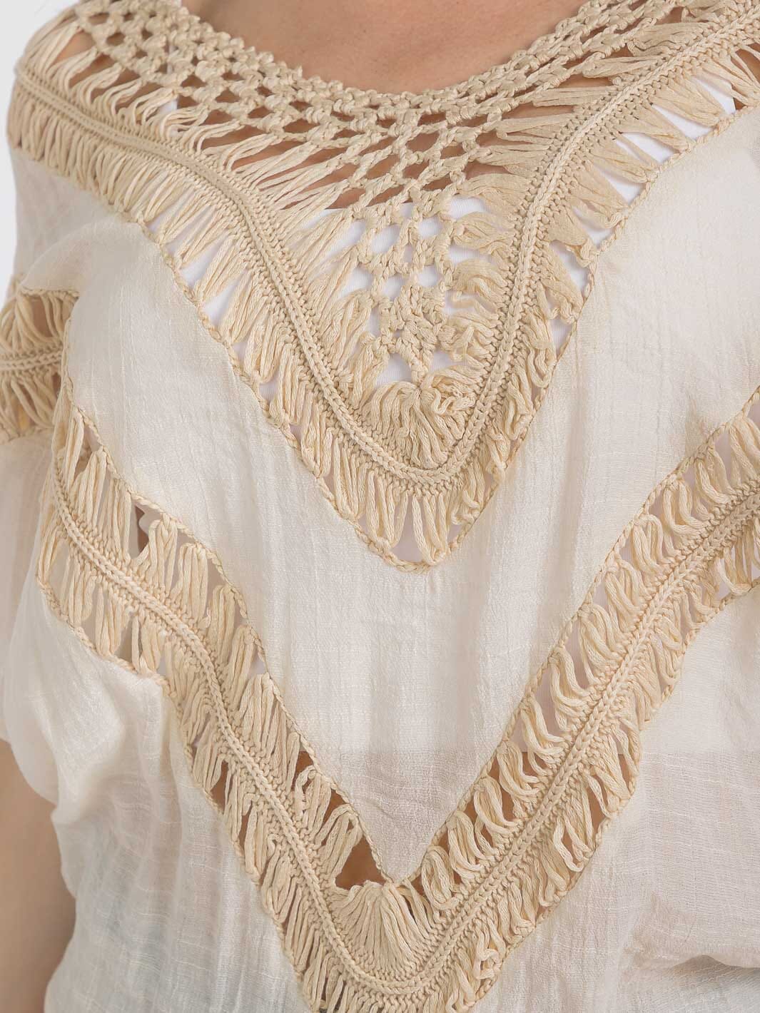 WOMEN'S SHORT SLEEVES KNIT TRIM TUNIC TOP