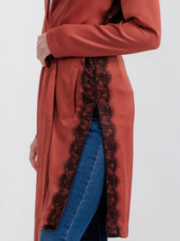 WOMEN'S LONG SLEEVE OPEN FRONT SELF TIE SIDE LACE DETAIED CARDIGAN