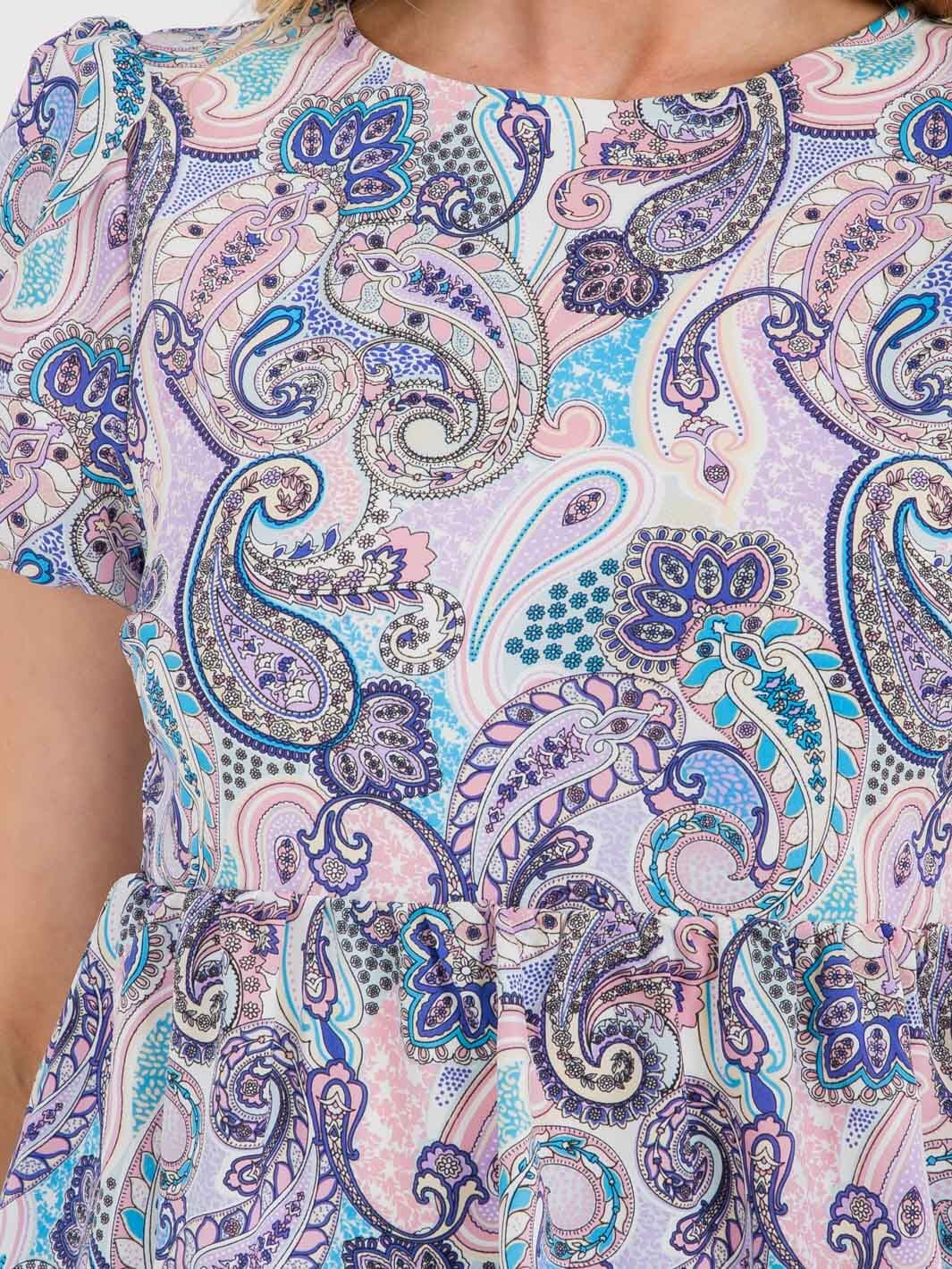 WOMEN'S SHORT PUFF SLEEVE TIERED PAISLEY PRINT MIDI DRESS