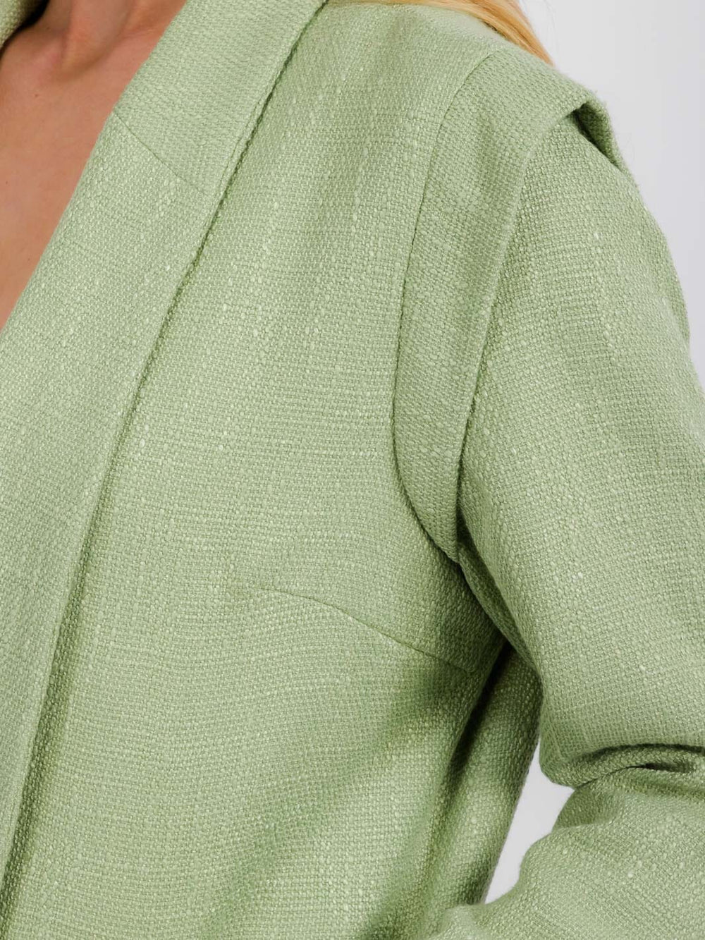 WOMEN'S LONG SLEEVE OPEN FRONT SHOULDER DETAILED BLAZER