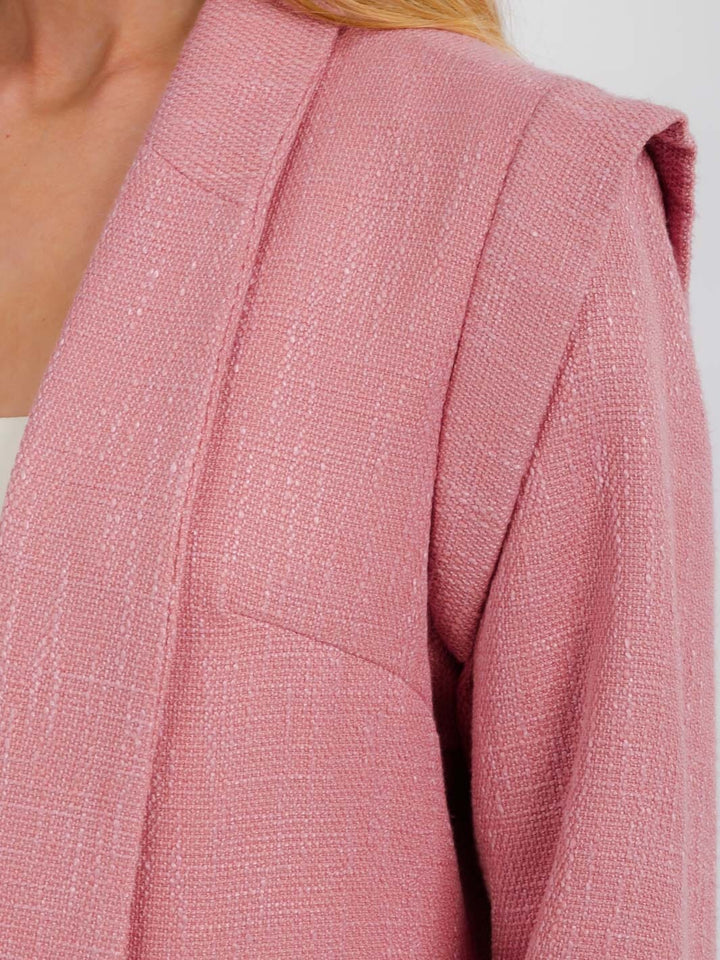 WOMEN'S LONG SLEEVE OPEN FRONT SHOULDER DETAILED BLAZER