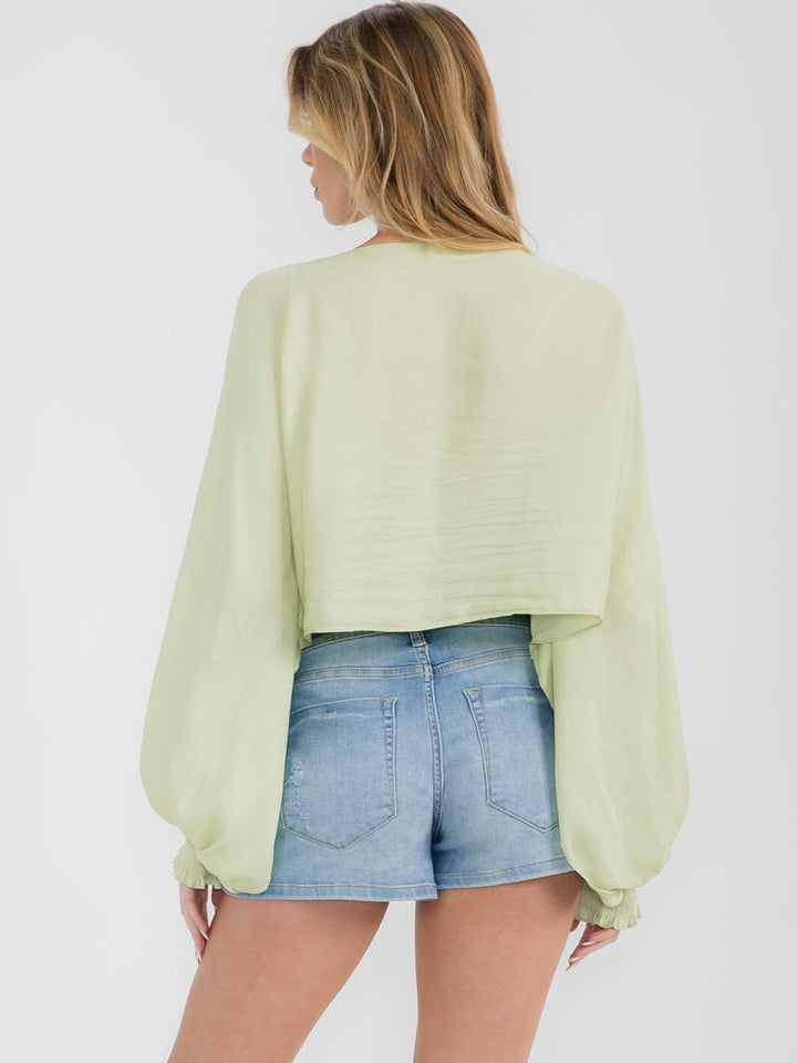 WOMEN'S LONG SLEEVE RUFFLE TIERED BLOUSE