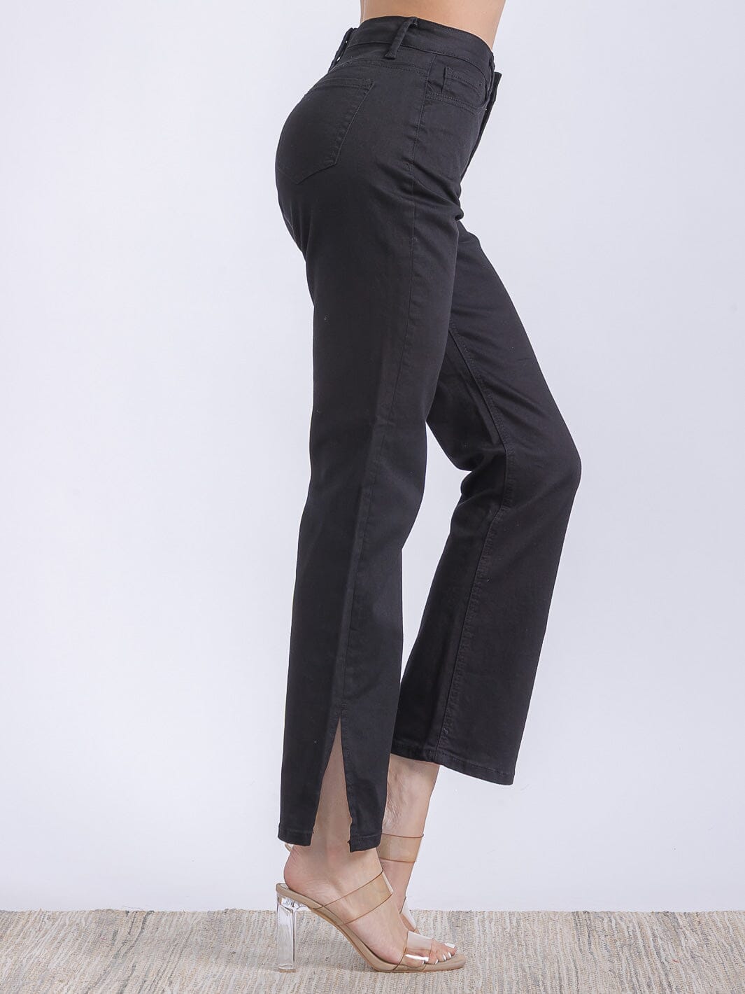 WOMEN'S BUTTON CLOSURE POCKETS WIDE LEG DENIM PANTS