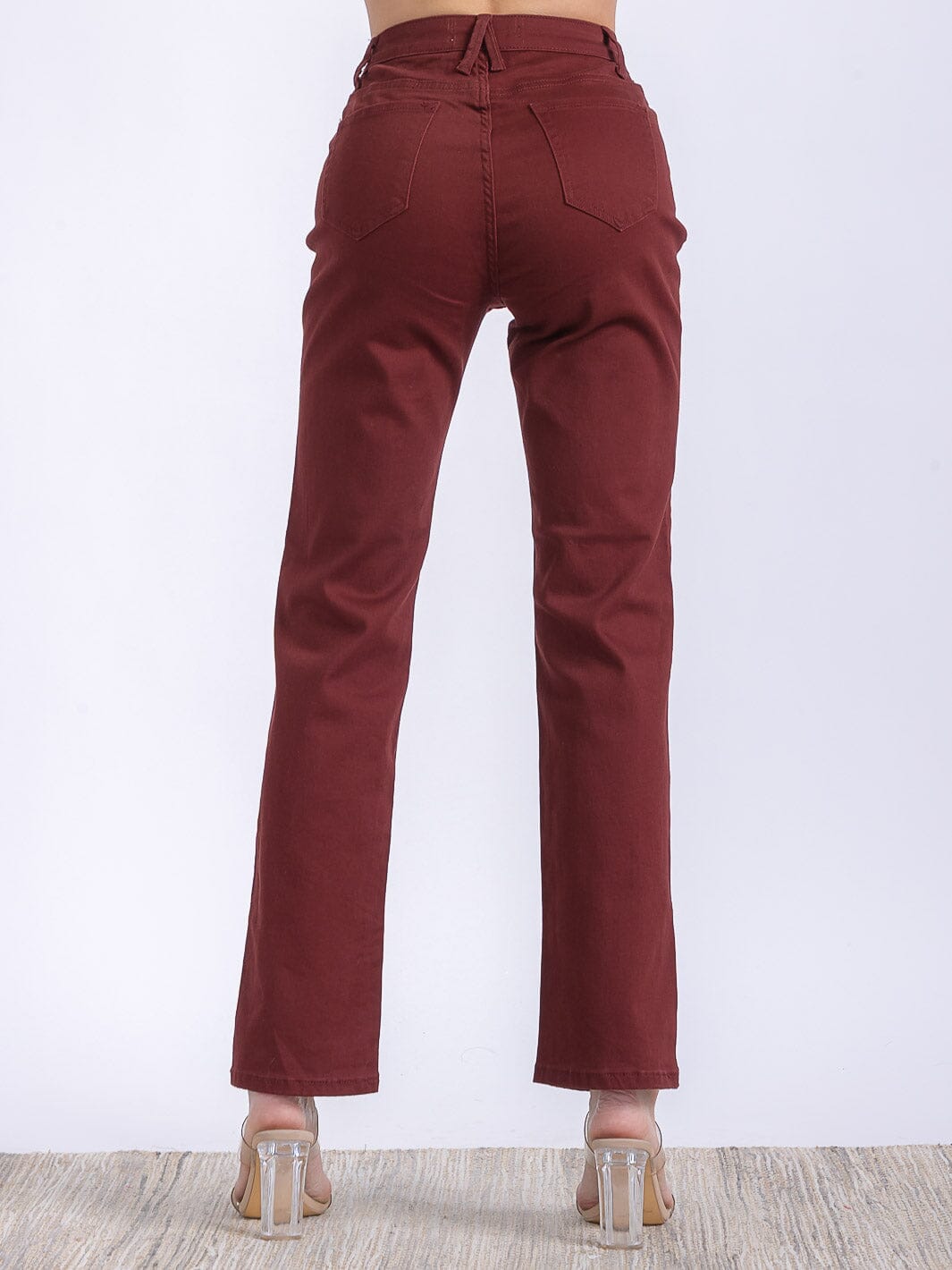 WOMEN'S BUTTON CLOSURE POCKETS WIDE LEG DENIM PANTS
