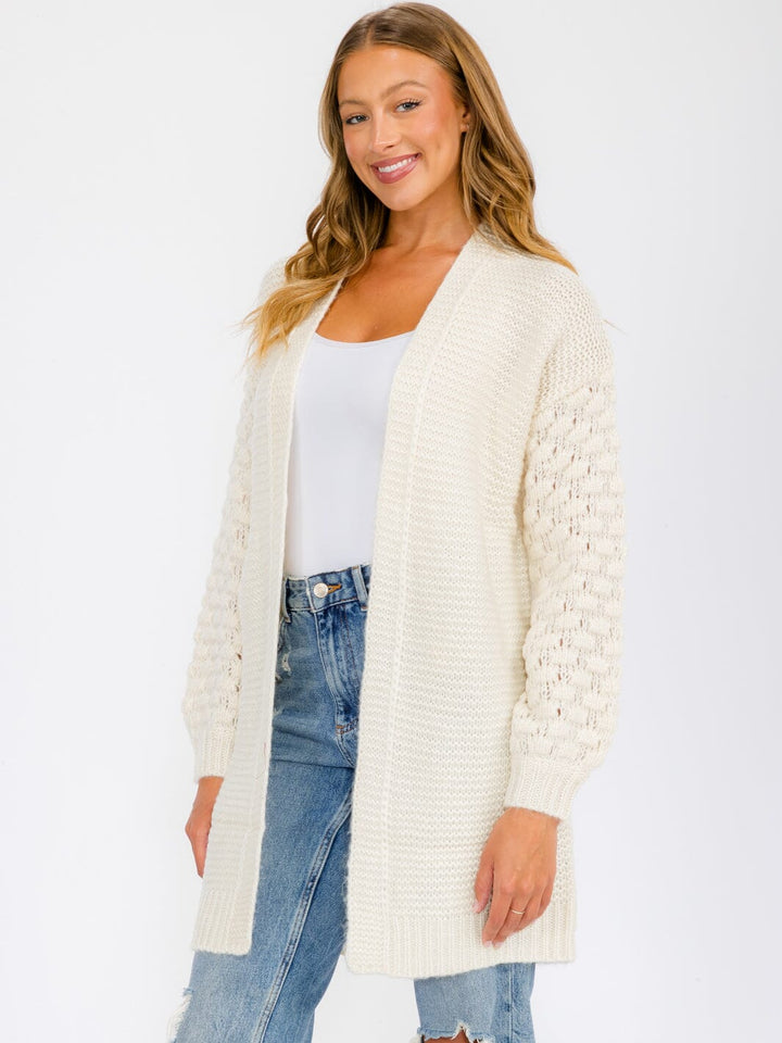 WOMEN'S LONG SLEEVE OPEN FRONT DETAILED CARDIGAN