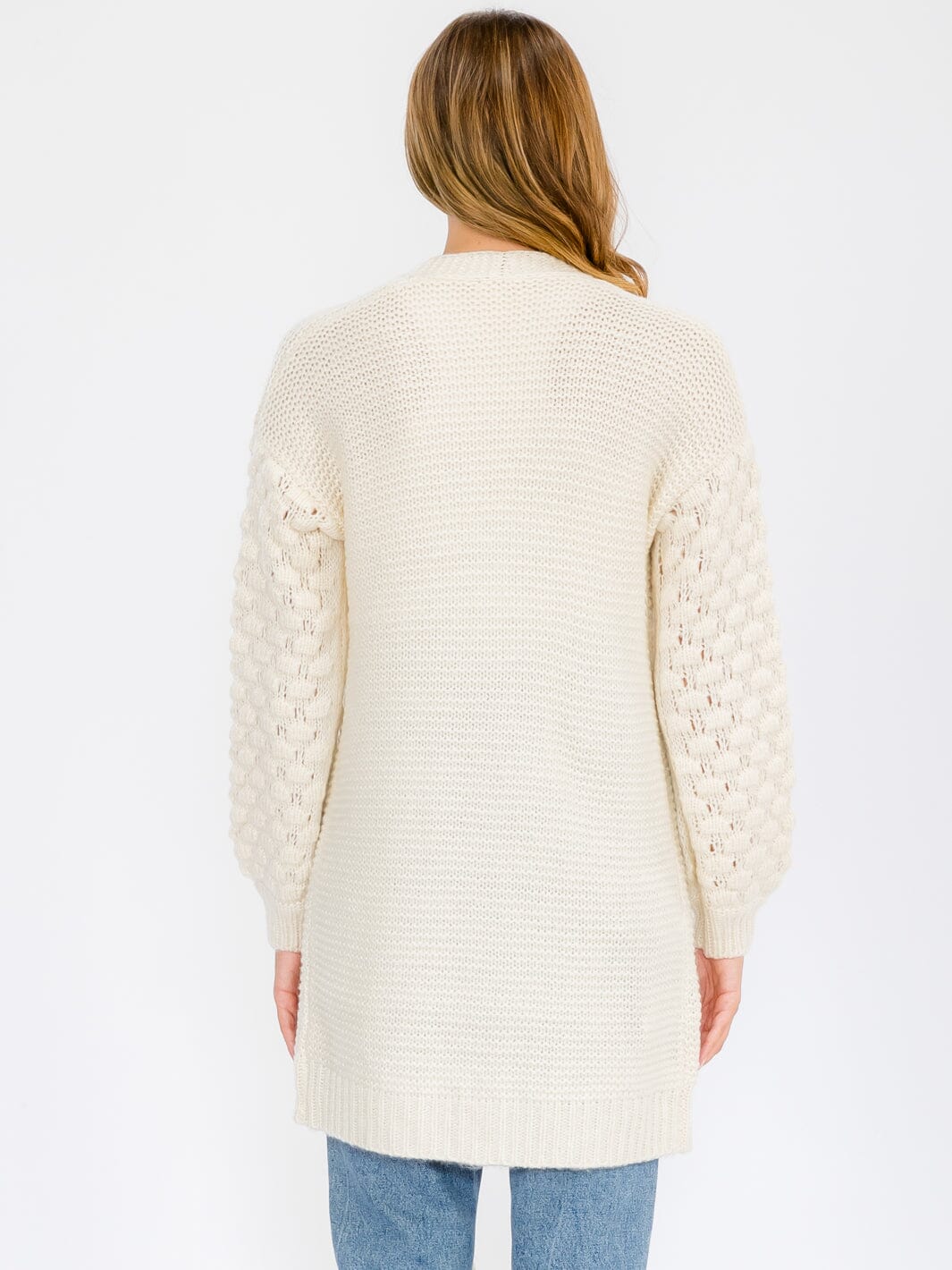 WOMEN'S LONG SLEEVE OPEN FRONT DETAILED CARDIGAN