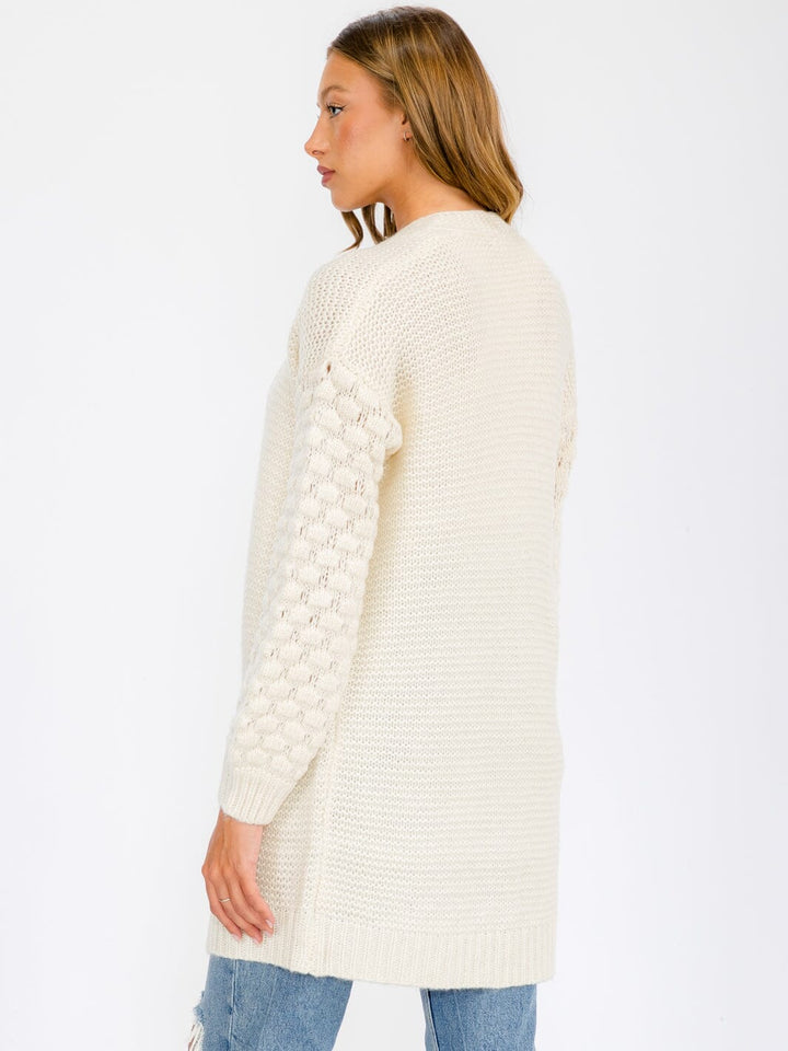 WOMEN'S LONG SLEEVE OPEN FRONT DETAILED CARDIGAN