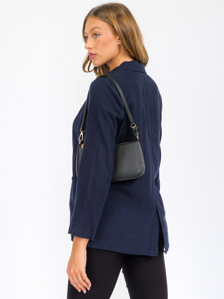 WOMEN'S LONG SLEEVE BUTTON CLOSURE POCKETS LINEN BLAZER