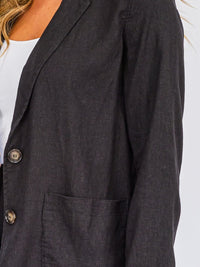 WOMEN'S LONG SLEEVE BUTTON CLOSURE POCKETS LINEN BLAZER