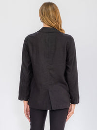 WOMEN'S LONG SLEEVE BUTTON CLOSURE POCKETS LINEN BLAZER