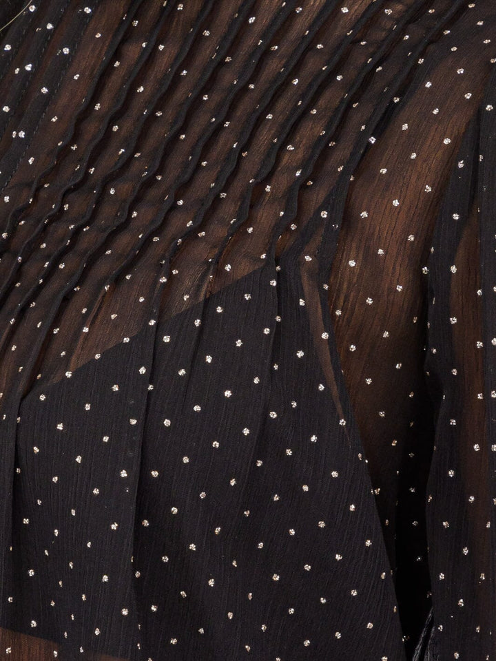 WOMEN'S LONG SLEEVE TURTLE NECK SHIMMER BLOUSE TOP