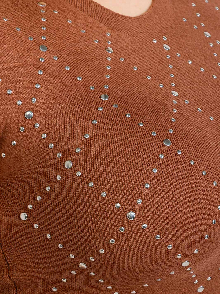 PLUS SIZE SLEEVELESS STUDS DETAILED BODYCON MINI DRESS