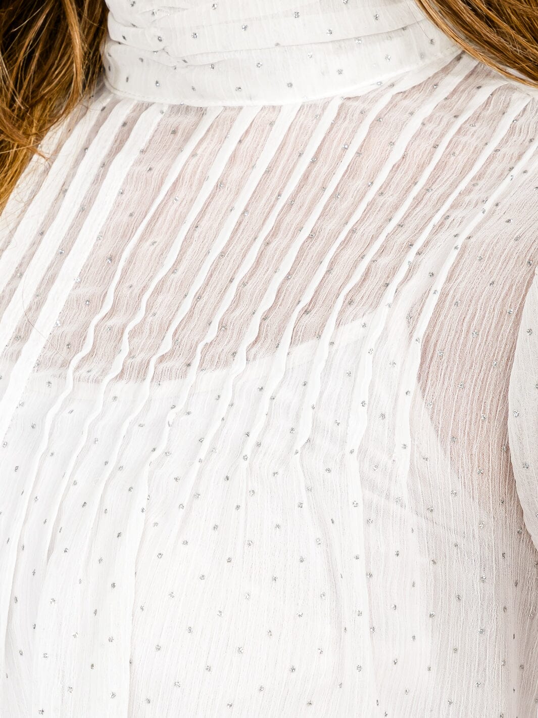 WOMEN'S LONG SLEEVE TURTLE NECK SHIMMER BLOUSE TOP