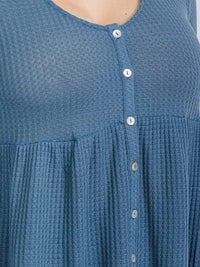 PLUS SIZE LONG SLEEVE V-NECK BUTTON UP TUNIC TOP