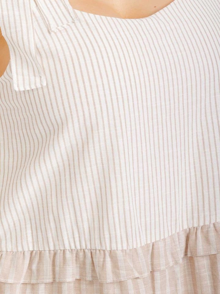 PLUS SIZE SLEEVELESS TIERED COLORBLOCK STRIPES TUNIC MINI DRESS