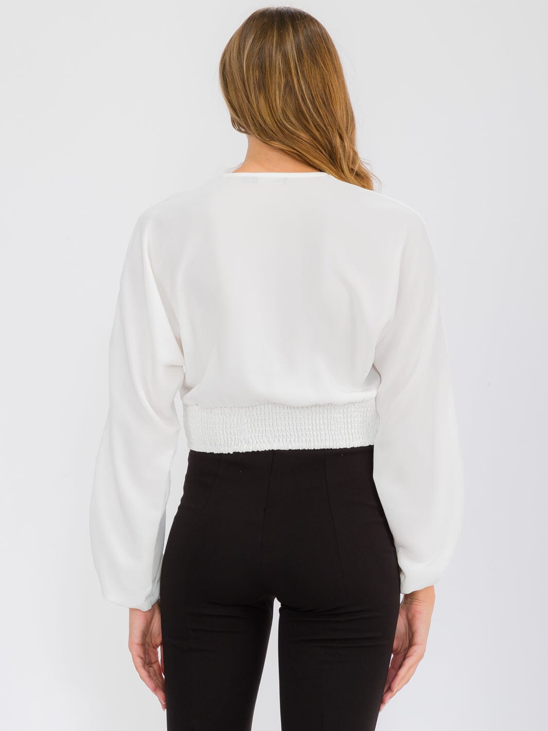 WOMEN'S LONG SLEEVE V-NECK BUTTON UP BLOUSE TOP