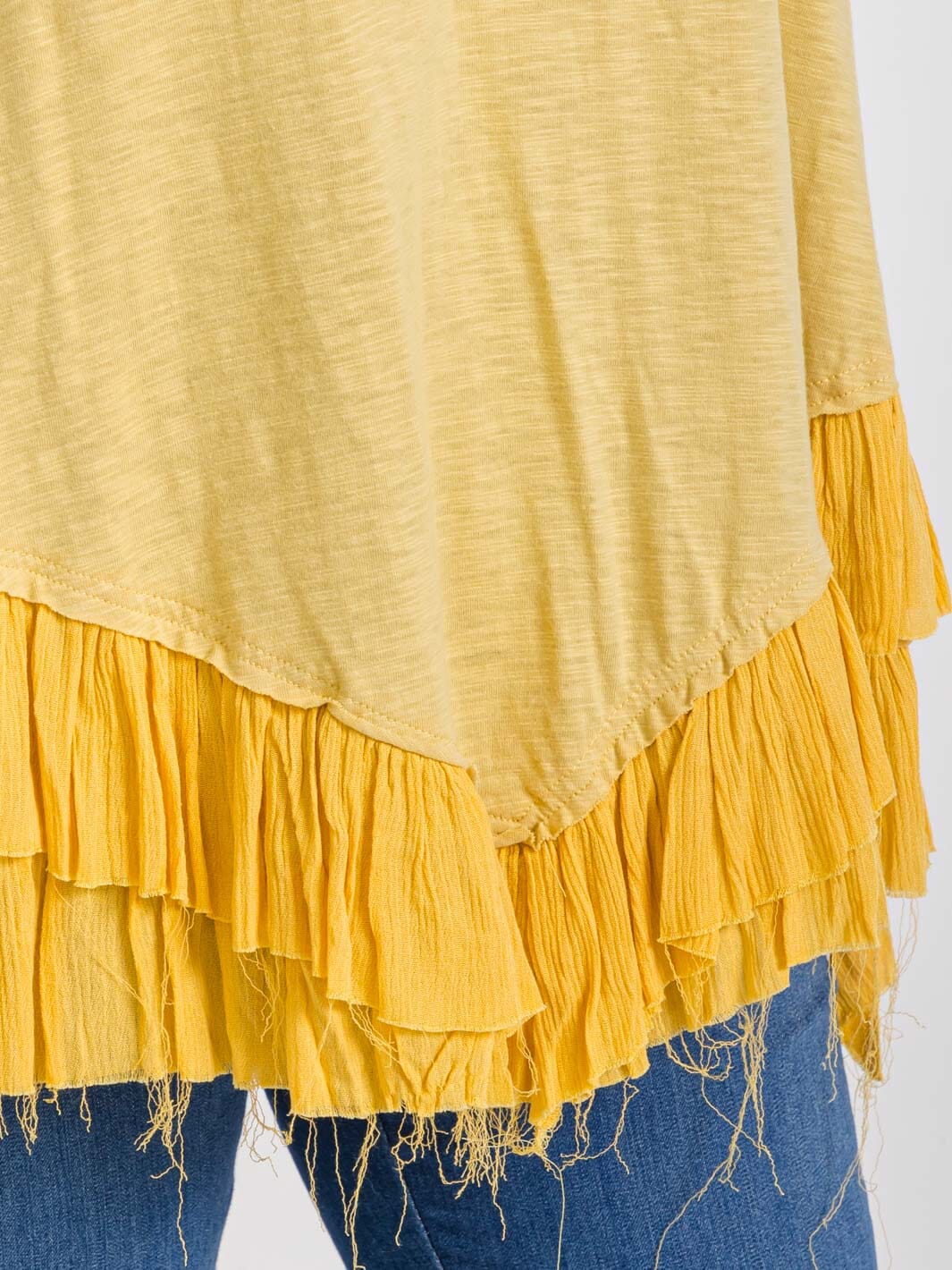 PLUS SIZE SLEEVELESS TIERED RUFFLE RAW EDGE TUNIC TANK TOP