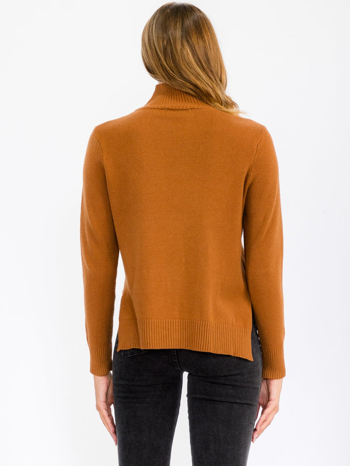 WOMEN'S LONG SLEEVE TURTLE NECK BLOUSE TOP