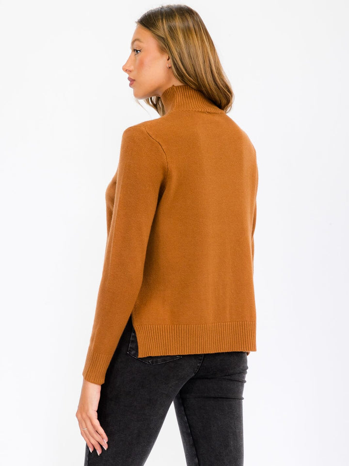 WOMEN'S LONG SLEEVE TURTLE NECK BLOUSE TOP