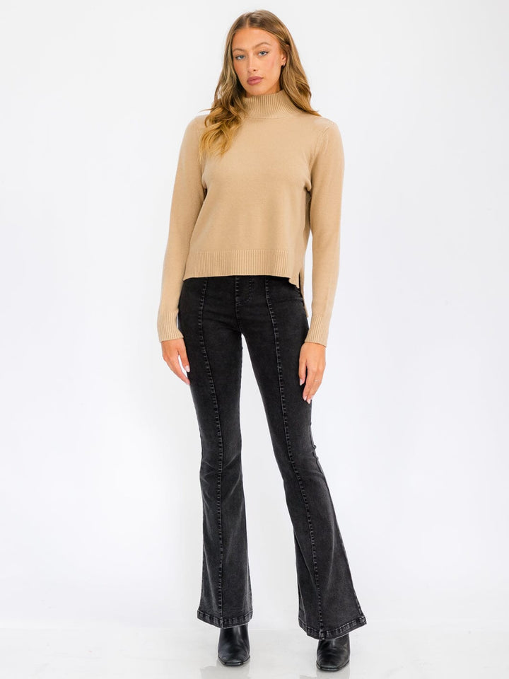 WOMEN'S LONG SLEEVE TURTLE NECK BLOUSE TOP