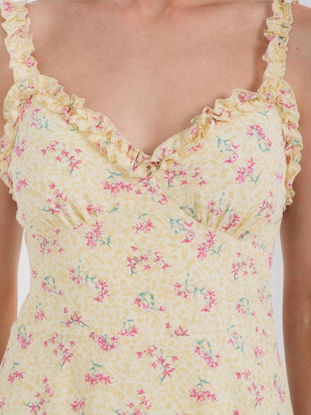 WOMEN'S SLEEVELESS V-NECK FIT & FLARE FLORAL MINI DRESS