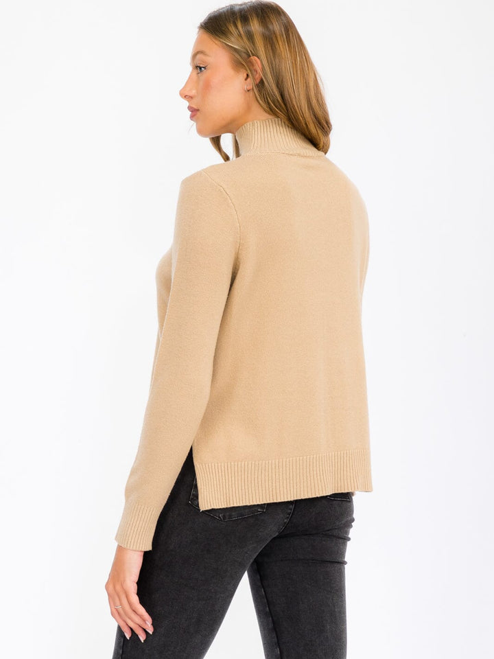 WOMEN'S LONG SLEEVE TURTLE NECK BLOUSE TOP