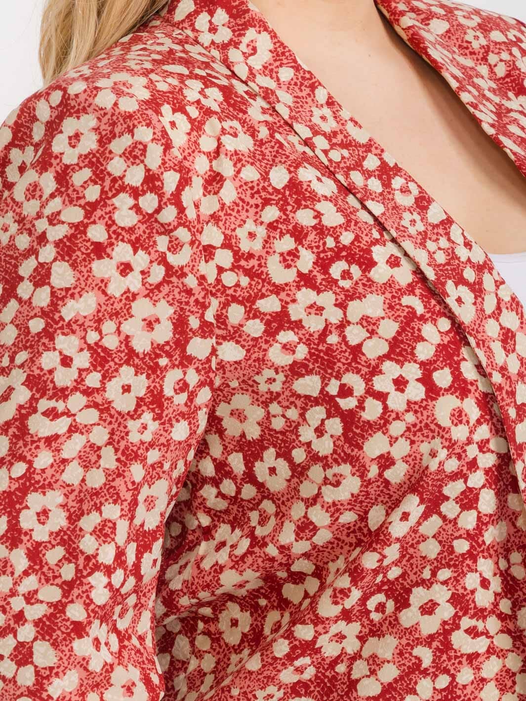 PLUS SIZE 3/4 SLEEVE OPEN FRONT FLORAL BLAZER