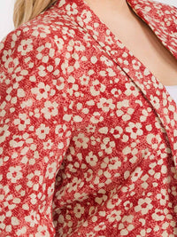PLUS SIZE 3/4 SLEEVE OPEN FRONT FLORAL BLAZER