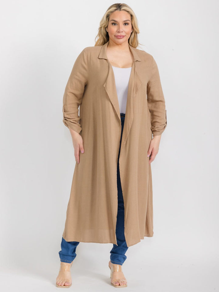 PLUS SIZE LONG SLEEVE OPEN FRONT CARDIGAN