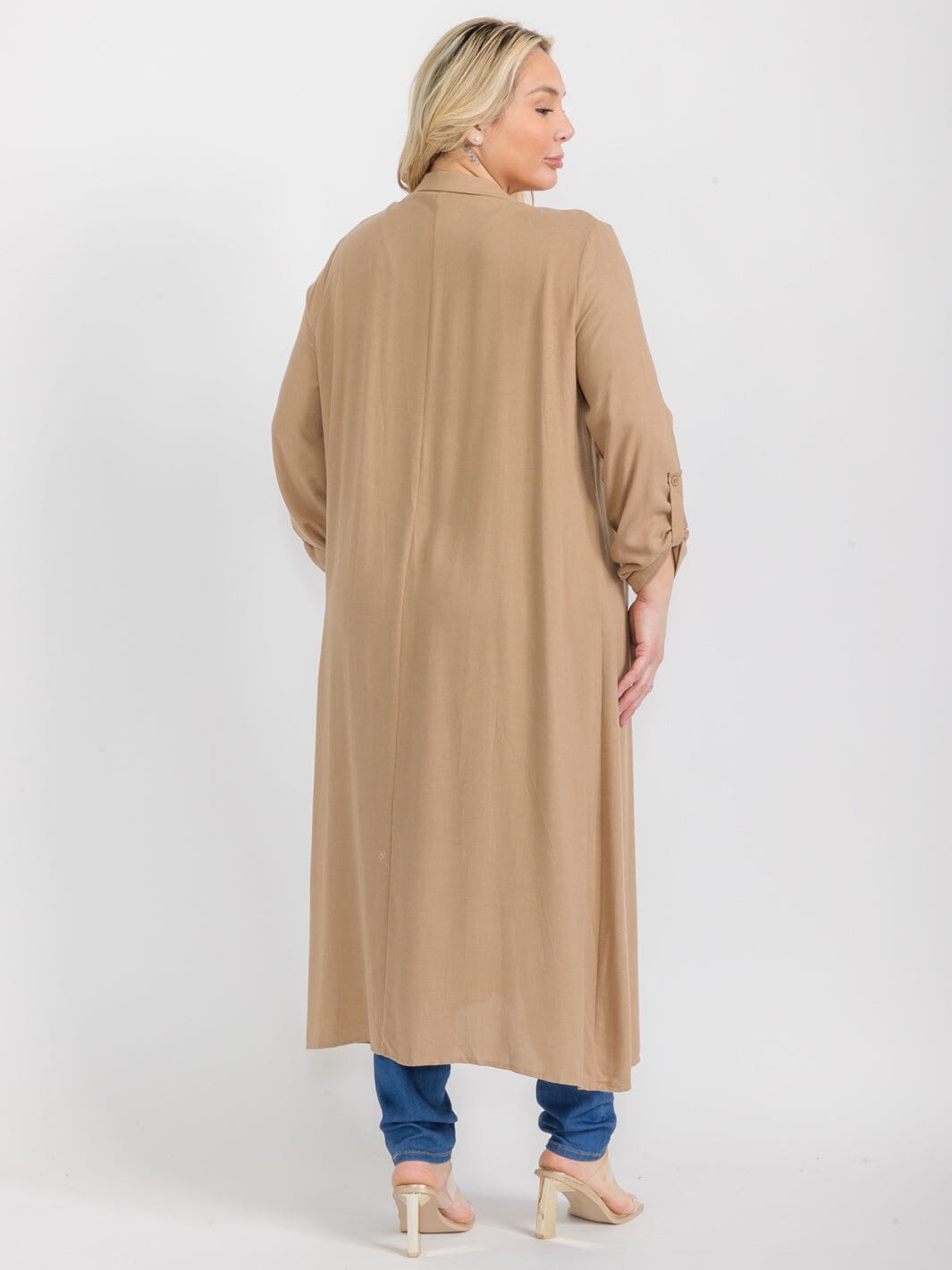 PLUS SIZE LONG SLEEVE OPEN FRONT CARDIGAN