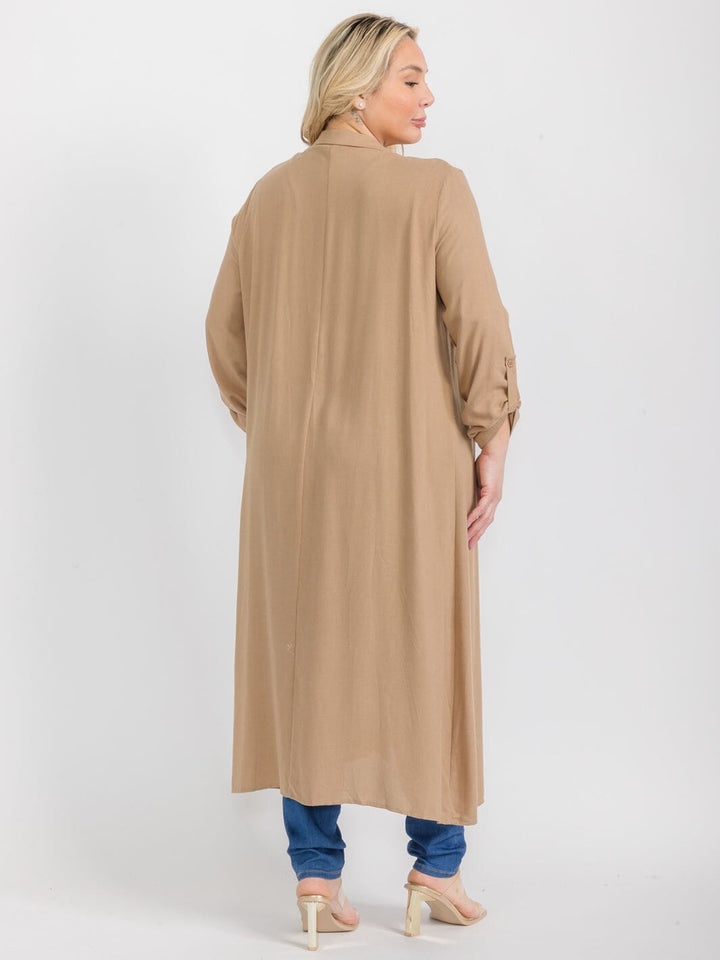 PLUS SIZE LONG SLEEVE OPEN FRONT CARDIGAN