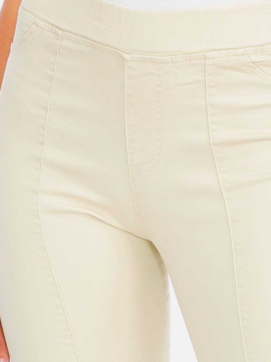 WOMEN'S ELASTIC WAIST BACK POCKETS BELL BOTTOM PANTS