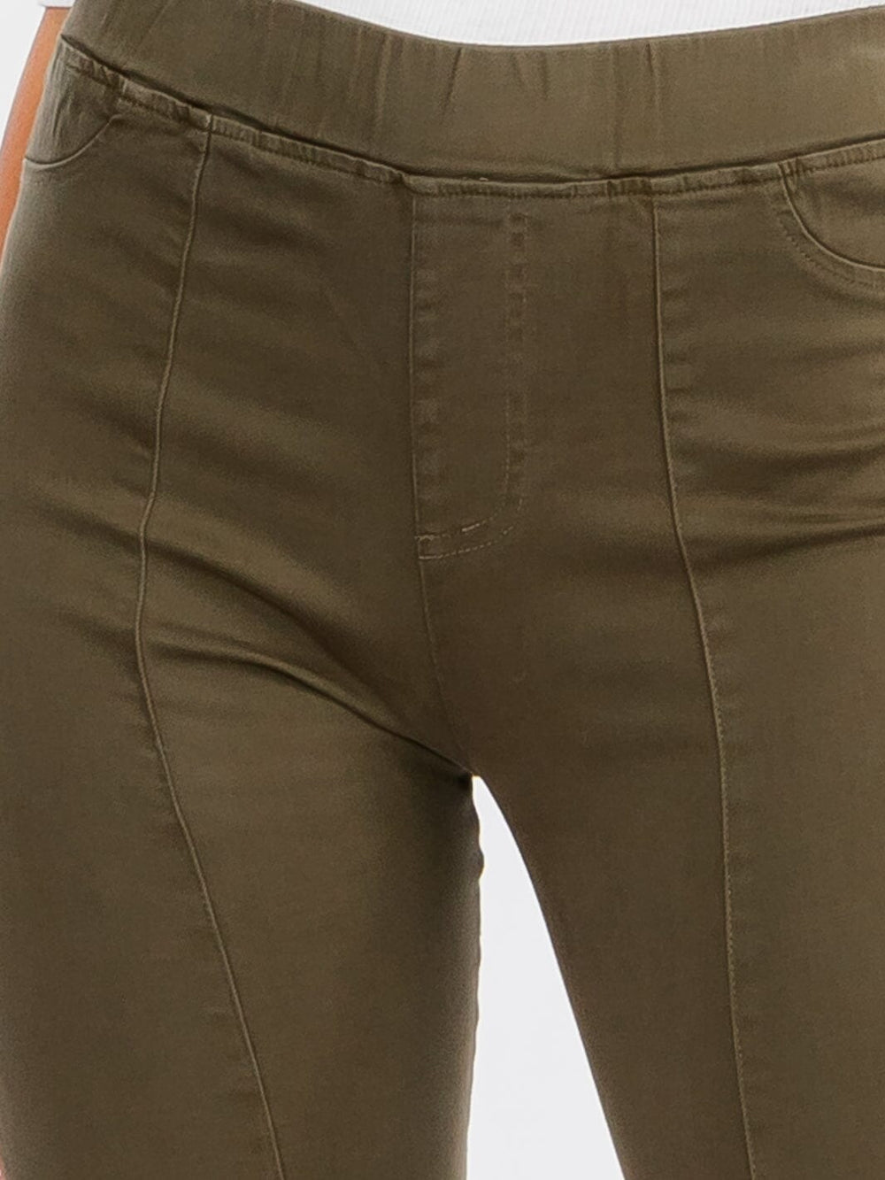 WOMEN'S ELASTIC WAIST BACK POCKETS BELL BOTTOM PANTS