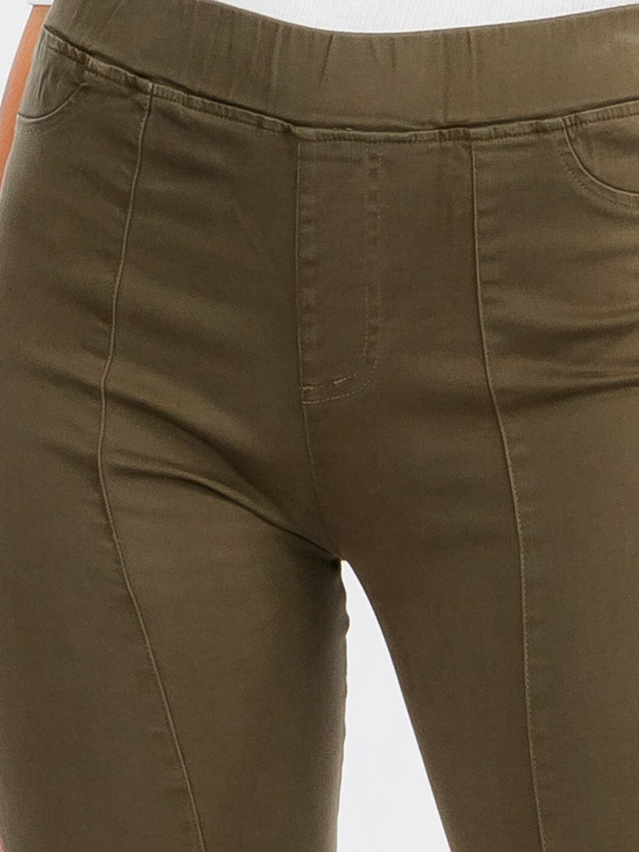 WOMEN'S ELASTIC WAIST BACK POCKETS BELL BOTTOM PANTS