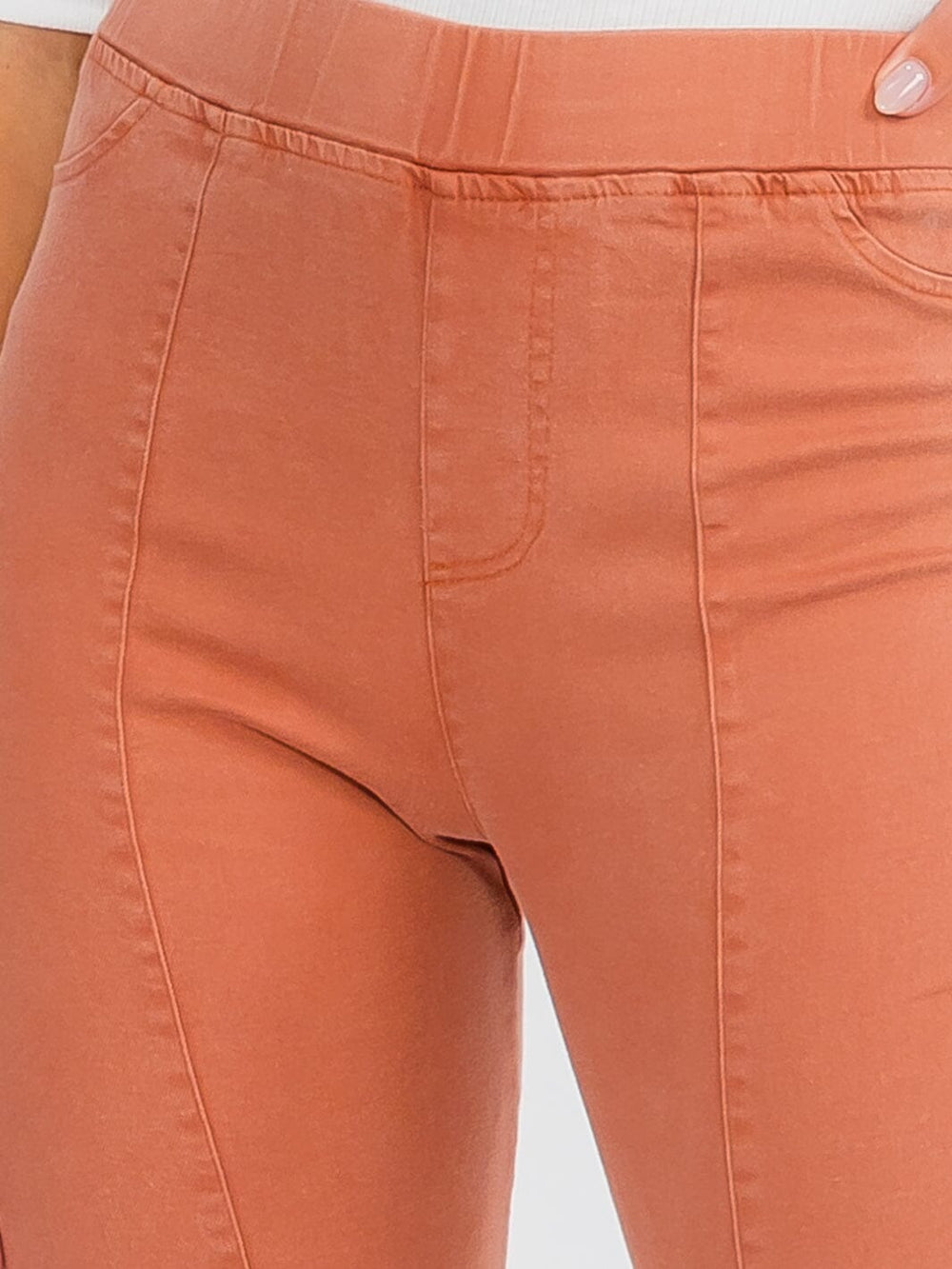 WOMEN'S ELASTIC WAIST BACK POCKETS BELL BOTTOM PANTS