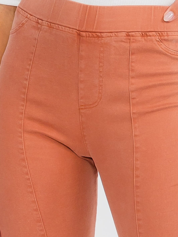 WOMEN'S ELASTIC WAIST BACK POCKETS BELL BOTTOM PANTS