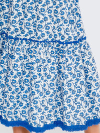 WOMEN'S SMOCK WAIST TIERED FLORAL MAXI SKIRT