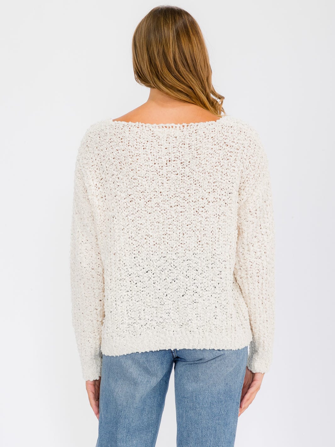 WOMEN'S LONG SLEEVE V-NECK KNIT PULLOVER SWEATER