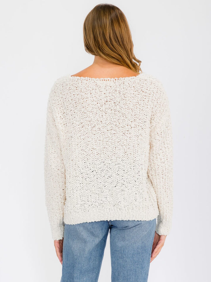 WOMEN'S LONG SLEEVE V-NECK KNIT PULLOVER SWEATER