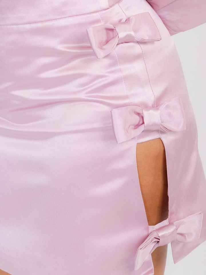 WOMEN'S LONG SLEEVE TOP & MINI SKIRT SIDE DTEAILED 2PC. SET