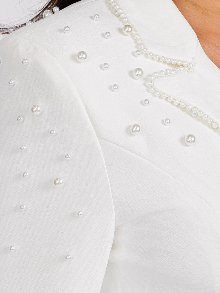 WOMEN'S LONG SLEEVE BUTTON CLOSURE PEARL BELTED MINI DRESS