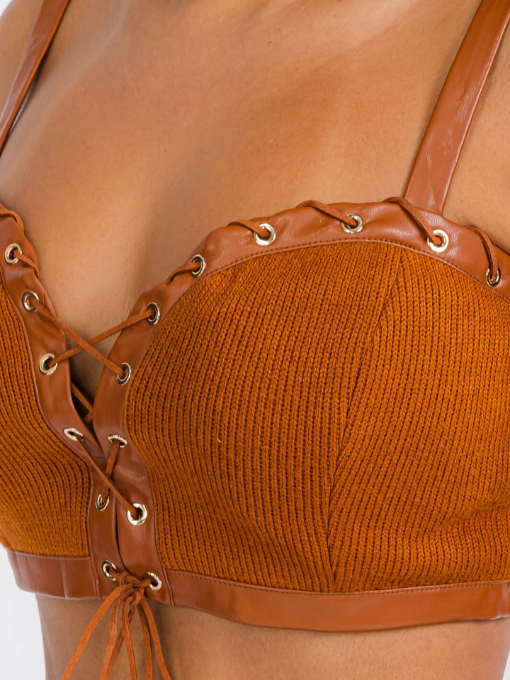 WOMEN'S CROP TOP & MINI SKIRT LACE DETAILED 2PC. SET