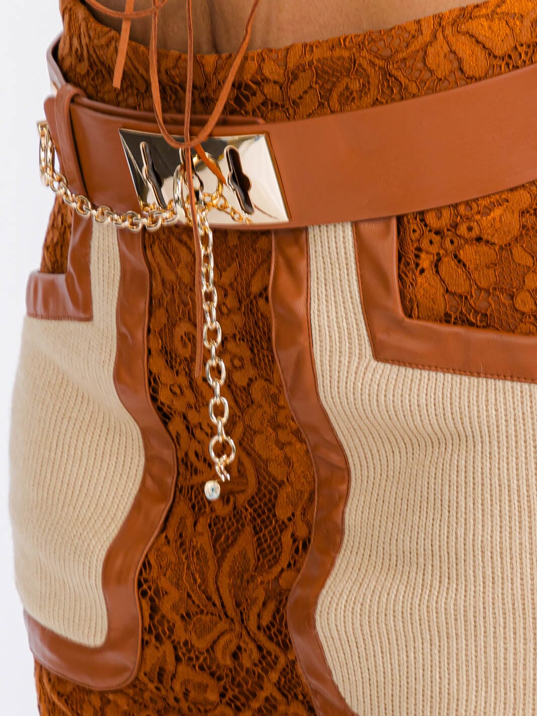 WOMEN'S CROP TOP & MINI SKIRT LACE DETAILED 2PC. SET