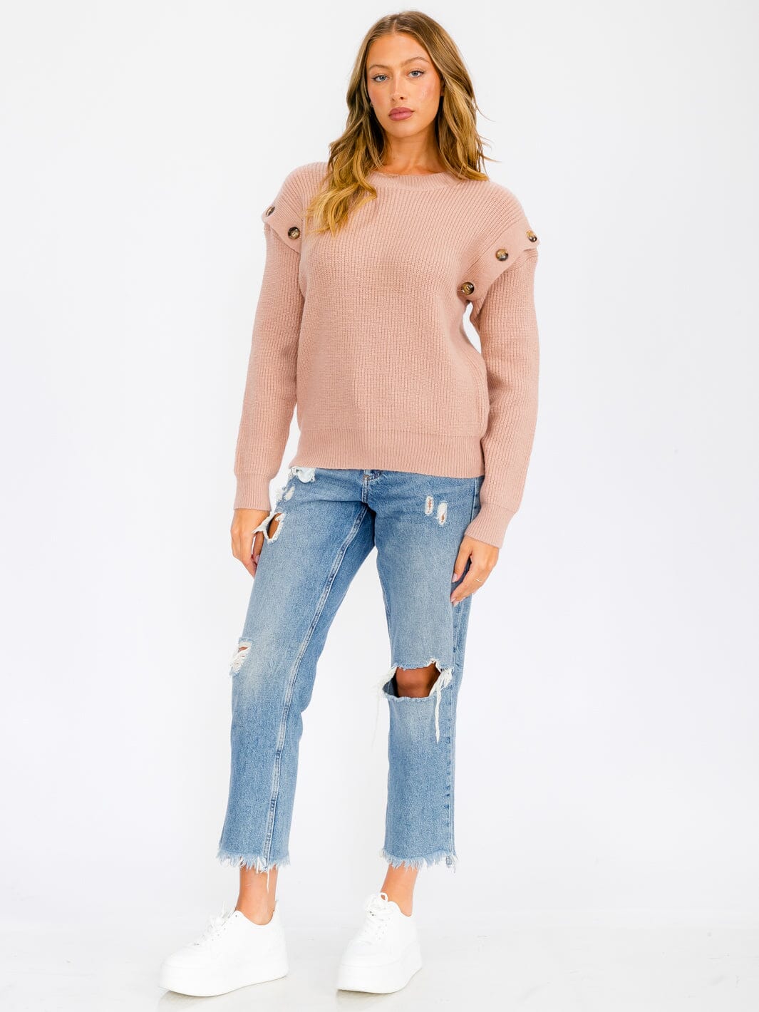 WOMEN'S LONG REMOVABLE SLEEVES PULLOVER SWEATER