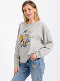 WOMEN'S LONG SLEEVE GRAPHIC PULLOVER SWEATER