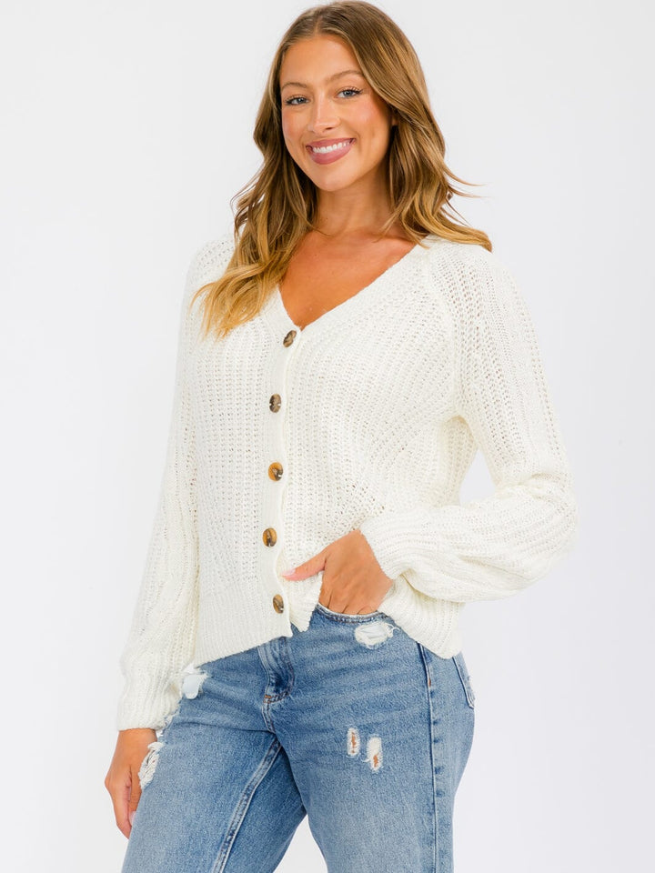 WOMEN'S LONG SLEEVE BUTTON UP KNIT SWEATER CARDIGAN