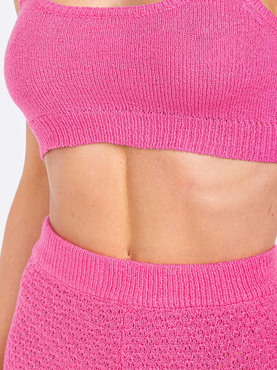 WOMEN'S SLEEVELESS CROP TOP & WIDE LEG PANTS KNIT 2PC. SET