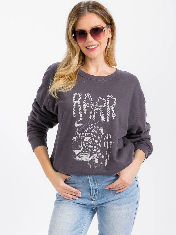 WOMEN'S LONG SLEEVE GRAPHIC PULLOVER SWEATER