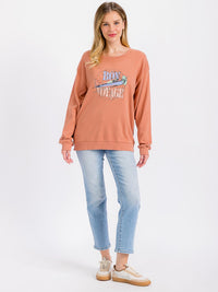 WOMEN'S LONG SLEEVE GRAPHIC PULLOVER SWEATER