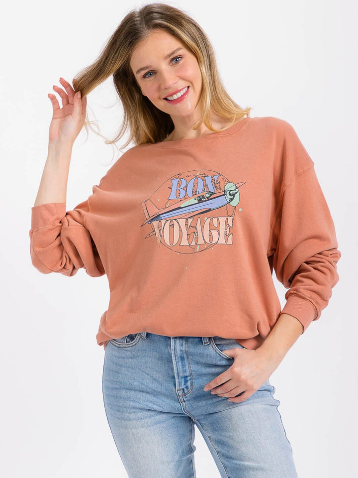 WOMEN'S LONG SLEEVE GRAPHIC PULLOVER SWEATER